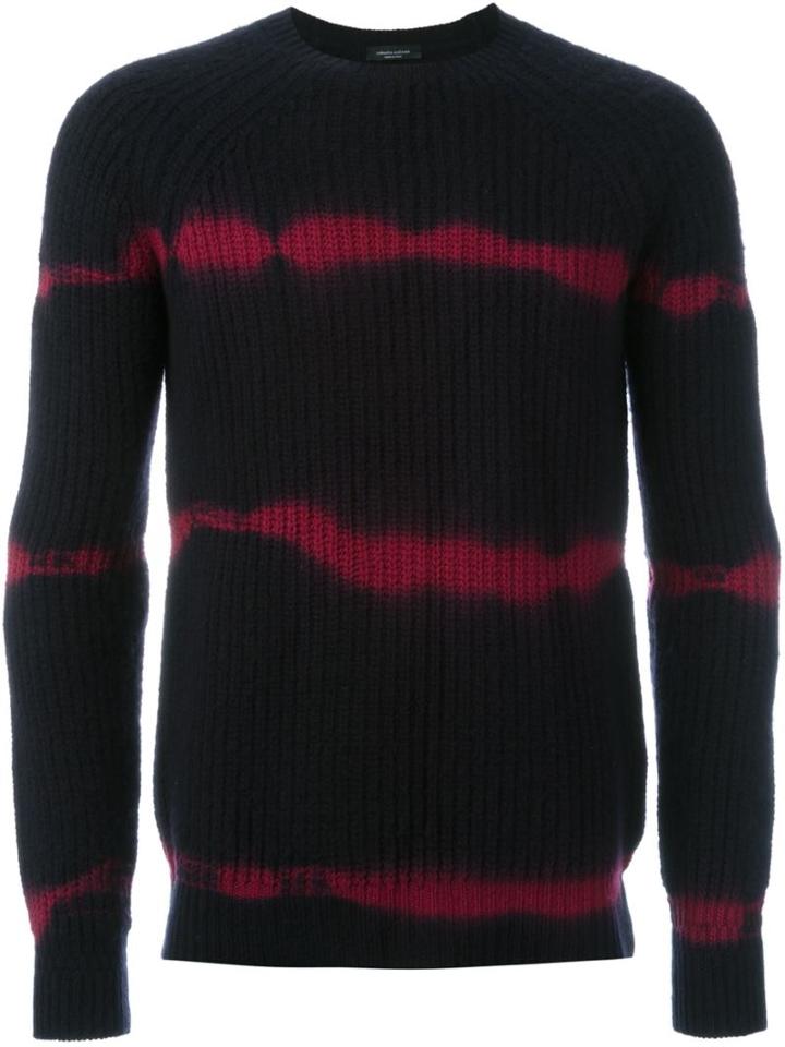 Roberto Collina Striped Jumper, Men's, Size: 50, Black, Wool