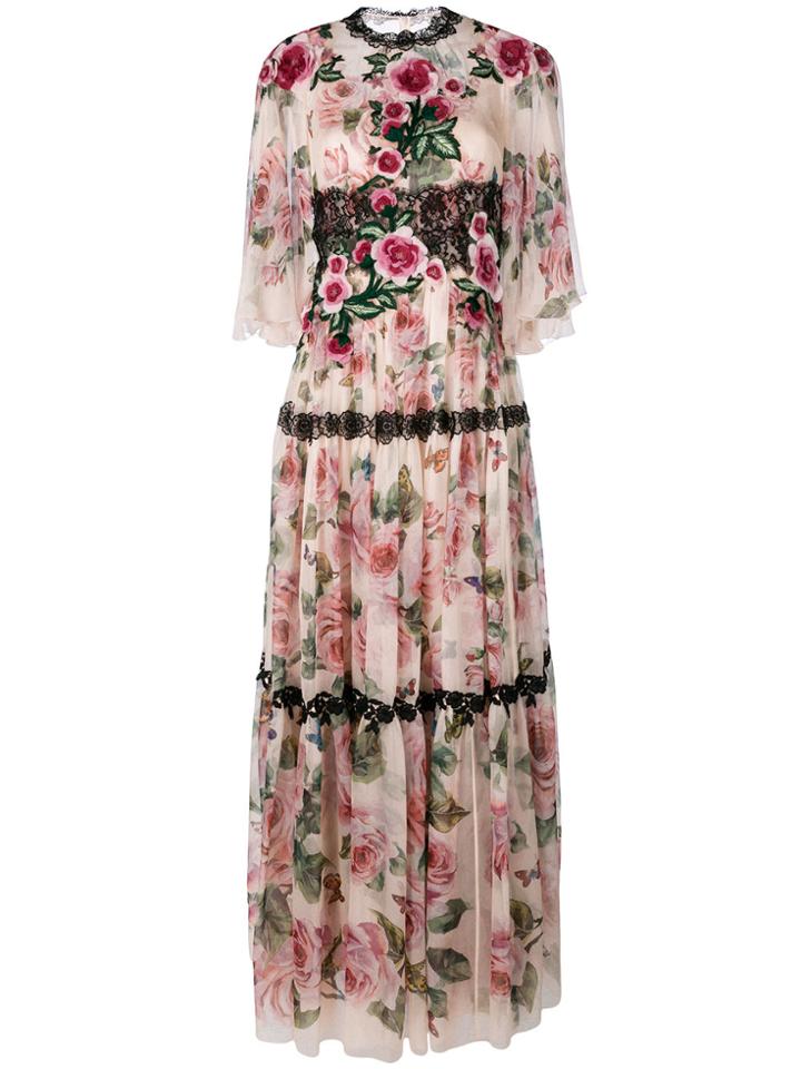 Dolce & Gabbana Rose Maxi Evening Dress - Pink & Purple