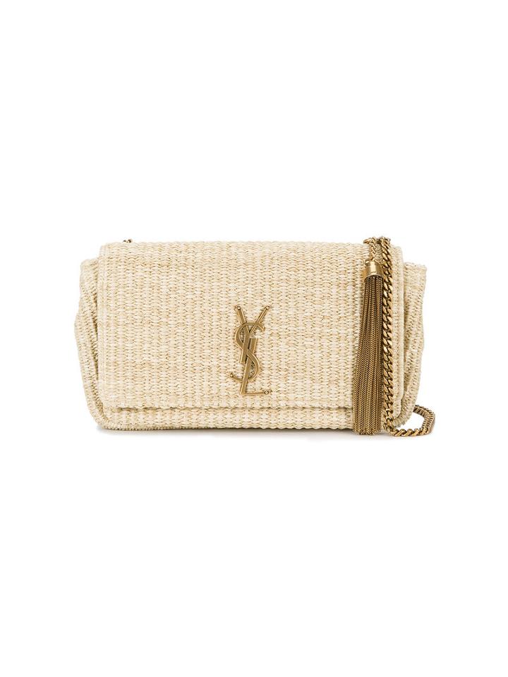 Saint Laurent - Woven Monogram Shoulder Bag - Women - Straw/metal - One Size, Nude/neutrals, Straw/metal