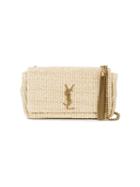 Saint Laurent - Woven Monogram Shoulder Bag - Women - Straw/metal - One Size, Nude/neutrals, Straw/metal