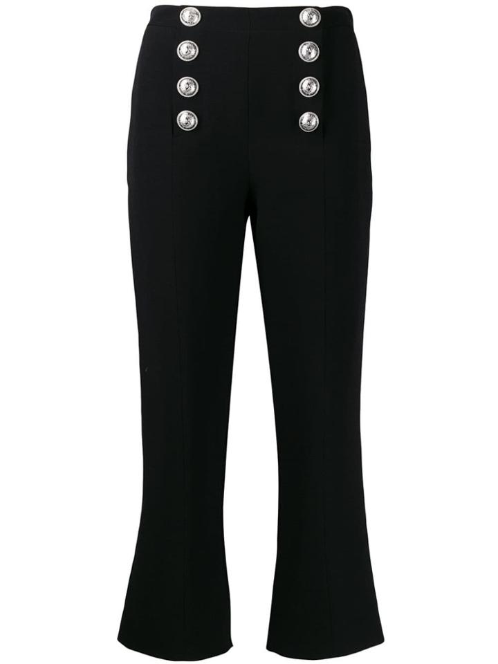 Balmain Button-embellished Cropped Trousers - Black
