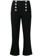 Balmain Button-embellished Cropped Trousers - Black