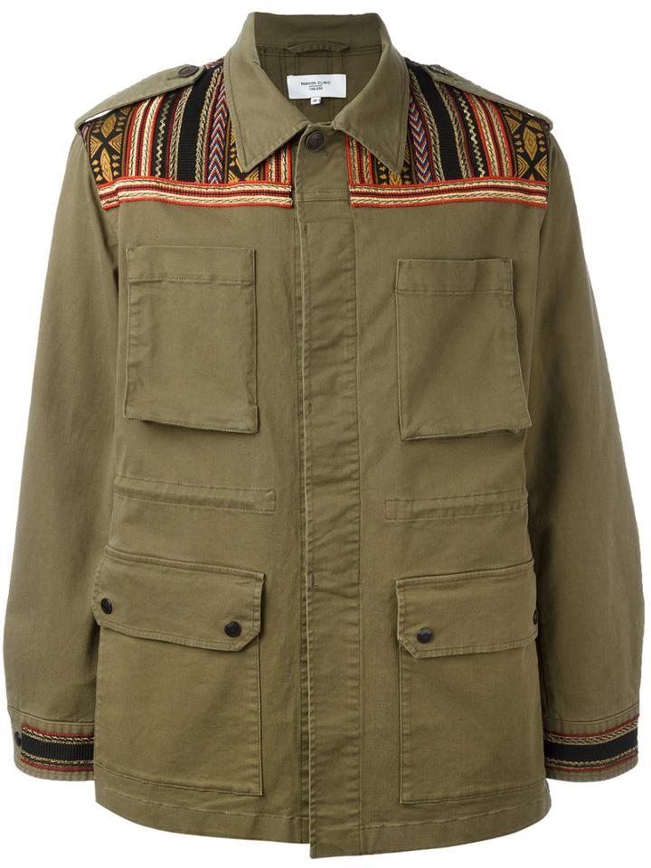 Fashion Clinic Timeless - Embroidered Panel Field Jacket - Men - Cotton/spandex/elastane - 52, Green, Cotton/spandex/elastane