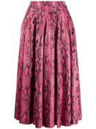 Msgm Snakeskin Print Skirt - Pink