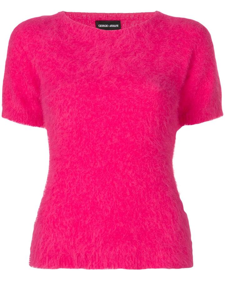 Giorgio Armani Fuzzy-knit Sweater - Pink & Purple