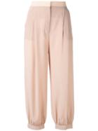 Fendi - Cropped Trousers - Women - Silk - 42, Nude/neutrals, Silk