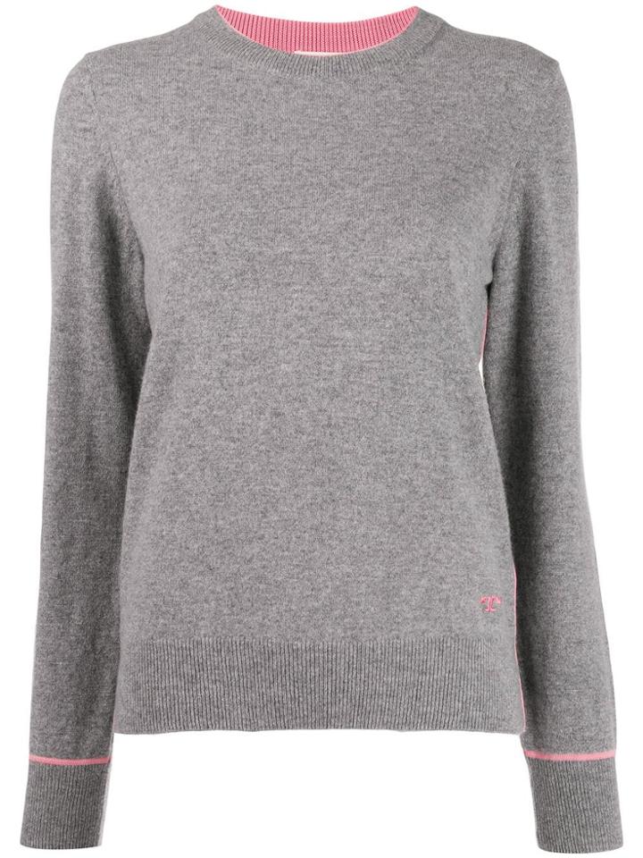 Tory Burch Logo Cashmere Long-sleeve Sweater - Grey