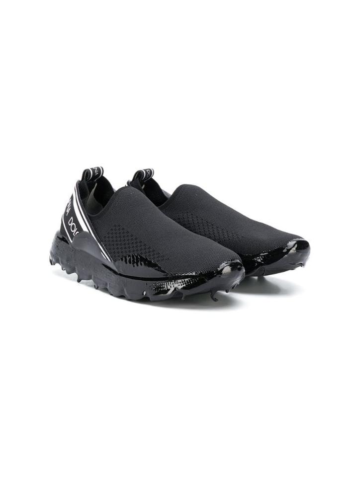 Dolce & Gabbana Kids Logo Strap Sneakers - Black