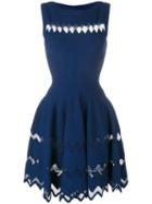 Alaïa Net Insert Sleeveless Dress, Women's, Size: 42, Blue, Viscose/polyester