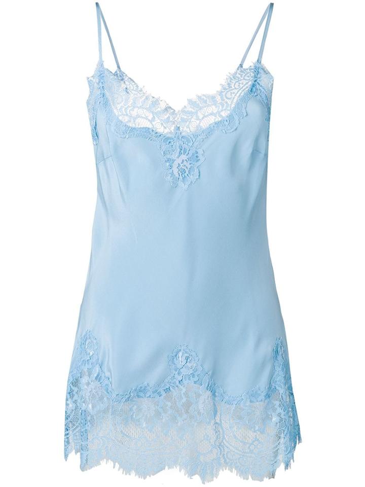 Gold Hawk Lace Panelled Vest - Blue