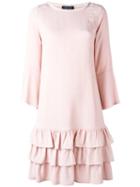 Twin-set Tiered Knee-length Dress, Women's, Size: 44, Pink/purple, Spandex/elastane/viscose