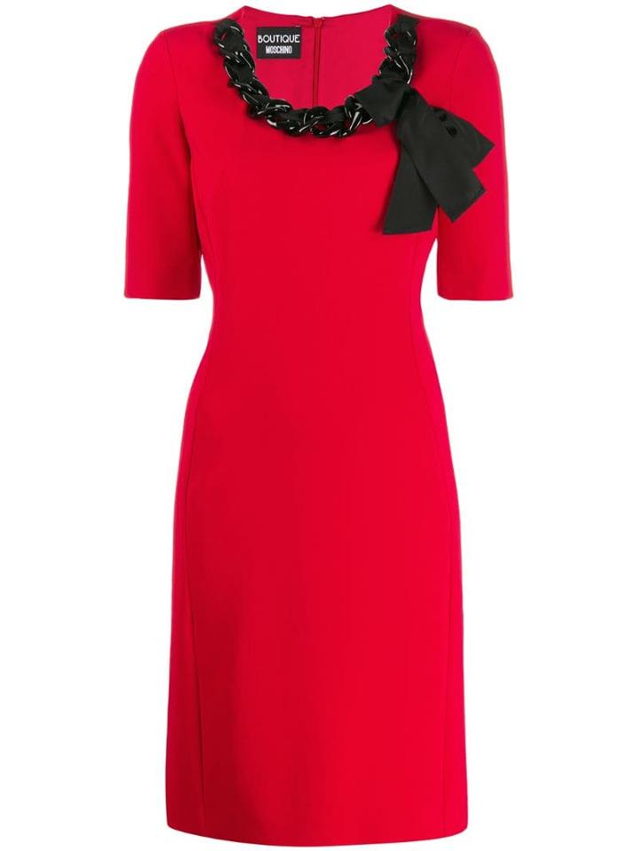 Boutique Moschino Chain Neckline Dress - Red