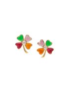 Chanel Vintage Four Leaf Clover Clip-on Earrings - Metallic
