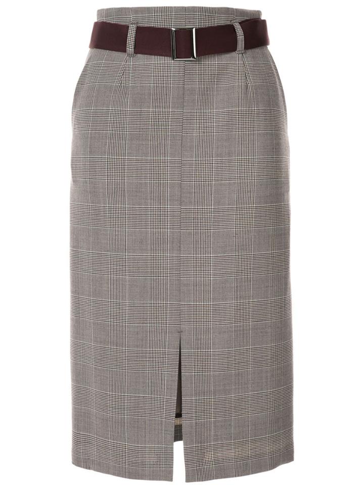 Loveless High-waisted Plaid Skirt - Grey