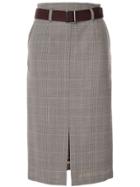Loveless High-waisted Plaid Skirt - Grey