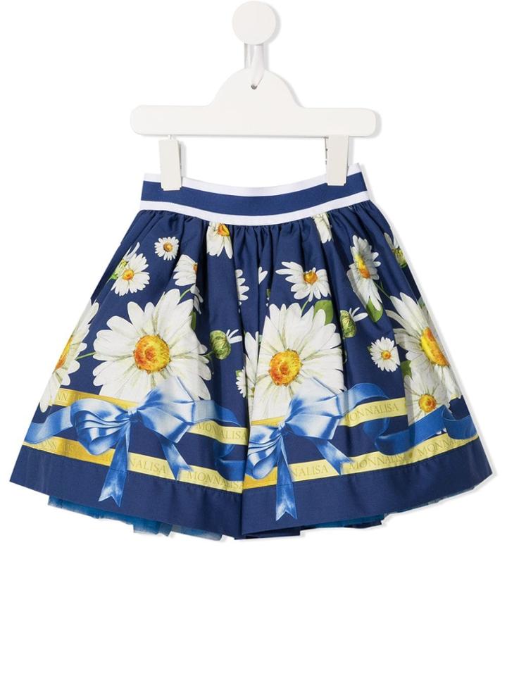 Monnalisa Daisy Print Full Skirt - Black
