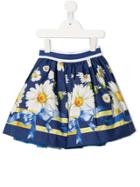 Monnalisa Daisy Print Full Skirt - Black