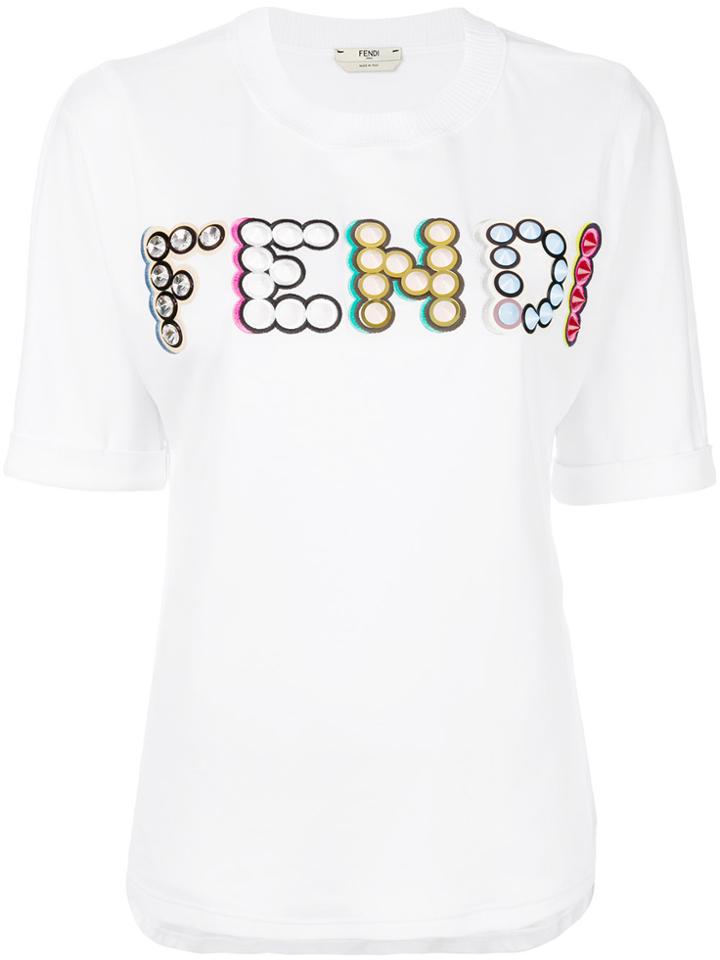 Fendi Designer Logo T-shirt - White