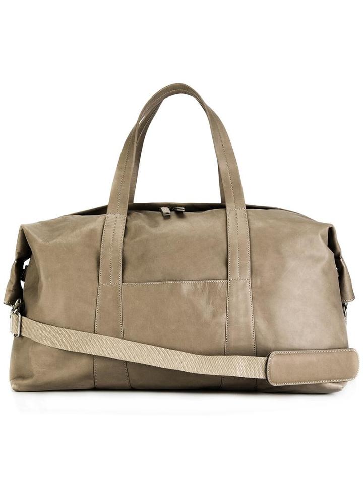 Maison Margiela Classic Holdall Tote, Men's, Grey, Polyester/cotton/calf Leather