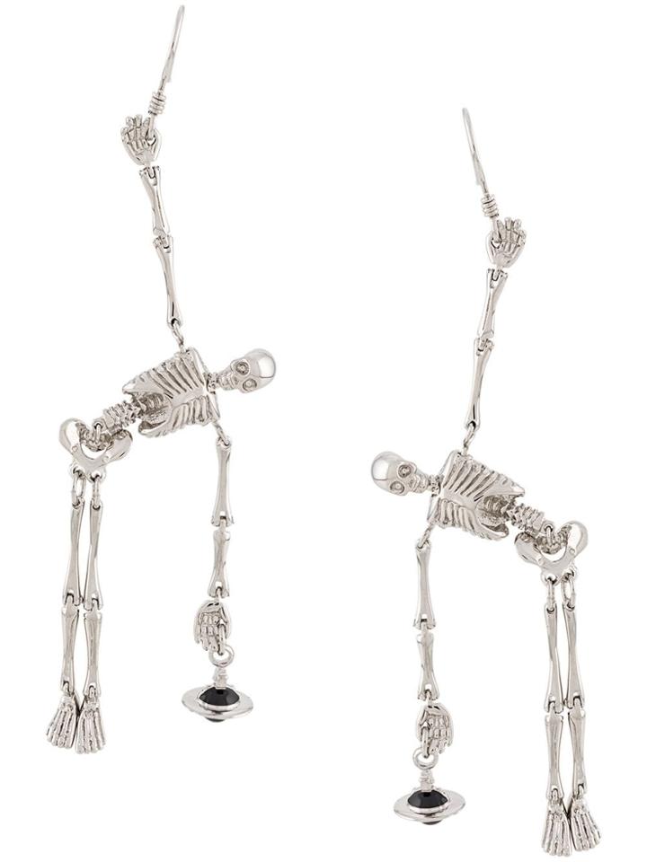 Vivienne Westwood Skeleton Orb Drop Earrings - Silver