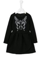 Roberto Cavalli Kids Embroidered Floral Detail Dress, Girl's, Size: 6 Yrs, Black