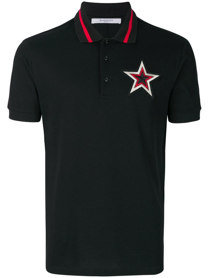 Givenchy Cuban Fit Star Patch Polo Shirt - Black