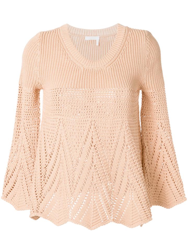 Chloé Crochet-knit Sweater - Nude & Neutrals