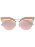 Bottega Veneta Eyewear Textured Trim Cat Eye Sunglasses - Metallic