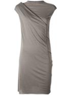 Rick Owens Lilies - Draped Fitted Dress - Women - Cotton/polyamide/viscose - 42, Women's, Brown, Cotton/polyamide/viscose