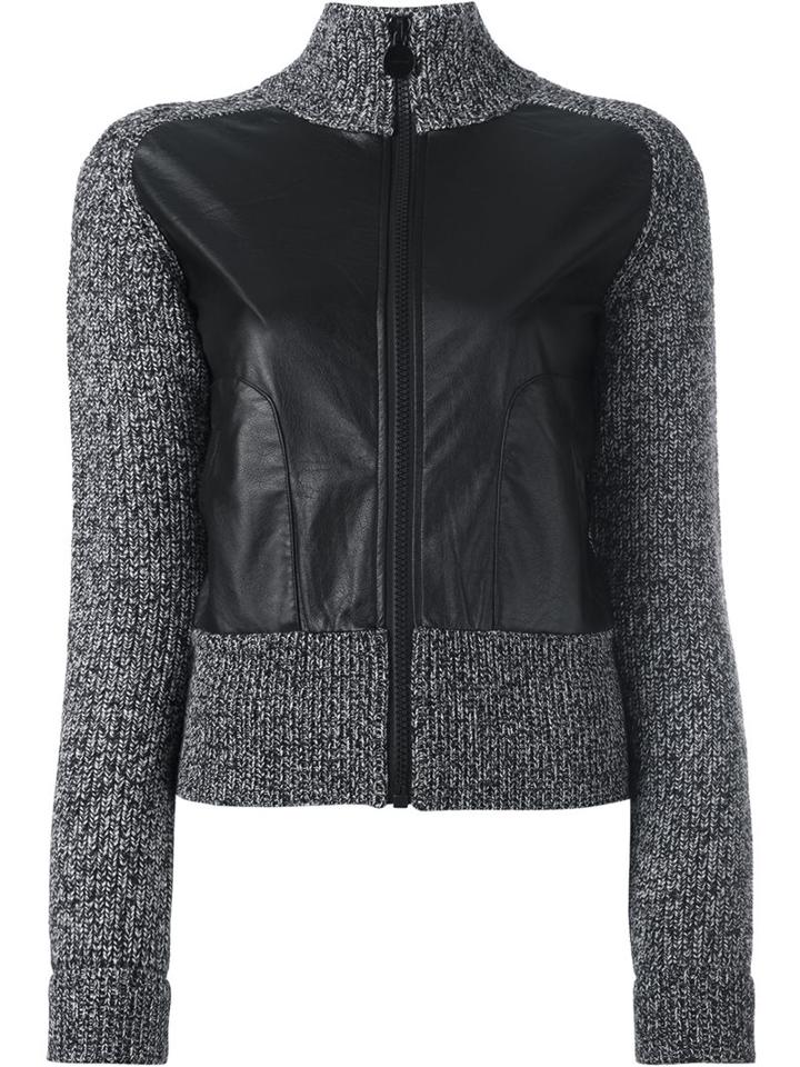 Carven Panelled Zipped Knit Jacket, Women's, Size: Small, Grey, Polyester/polyurethane/wool
