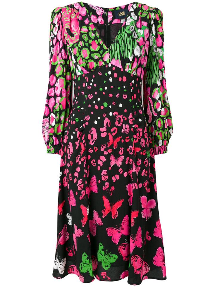 Cavalli Class Butterfly Print Dress - Black