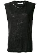 Iro - Stitched Collar Tank Top - Women - Linen/flax - M, Black, Linen/flax