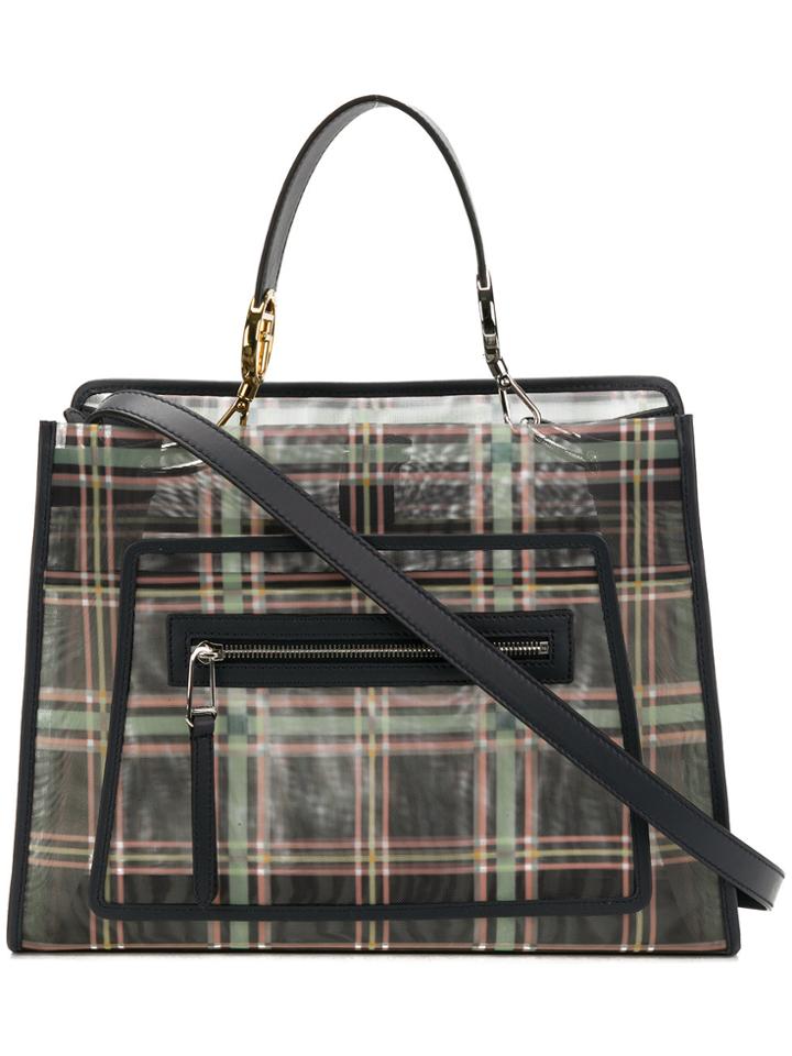 Fendi Runway Translucent Check Tote - Green