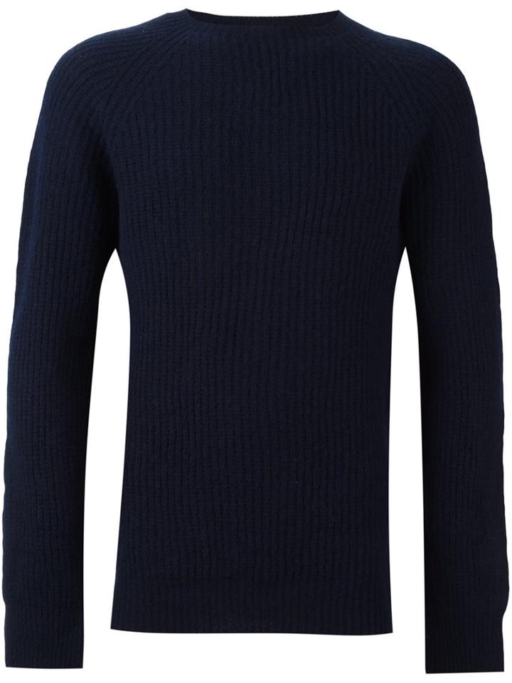 Ymc Crew Neck Pullover, Men's, Size: Xl, Blue, Virgin Wool