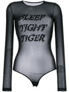 Mm6 Maison Margiela - Sleep Tight Tiger Bodysuit - Women - Polyamide/spandex/elastane - Xs, Black, Polyamide/spandex/elastane