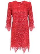 Nk Round Neck Lace Dress - Red