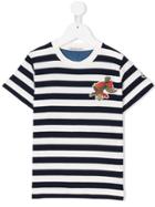Moncler Kids Teen Appliquéd Striped T-shirt - Blue