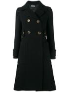Miu Miu Double Breasted Coat, Women's, Size: 44, Black, Viscose/virgin Wool