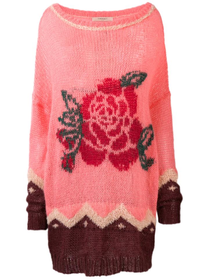Twin-set Floral Knit Jumper - Pink & Purple