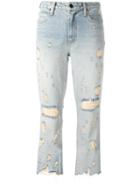 Alexander Wang Distressed Cropped Jeans, Women's, Size: 28, Blue, Cotton