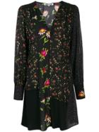 Mcq Alexander Mcqueen Panelled Floral Dress - Black