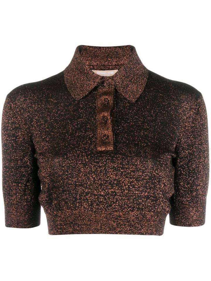 Michael Kors Collection Glitter Detail Polo Shirt - Neutrals