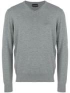 Emporio Armani V-neck Logo Sweater - Grey