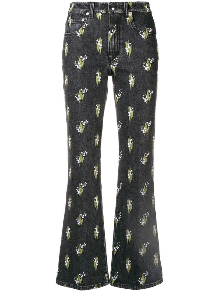 Sonia Rykiel Flared Floral Print Jeans - Black