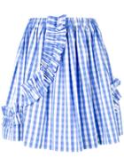 Msgm Check Volant Skirt, Women's, Size: 46, Blue, Cotton
