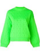 Msgm Chain Pattern Knitted Sweater - Green