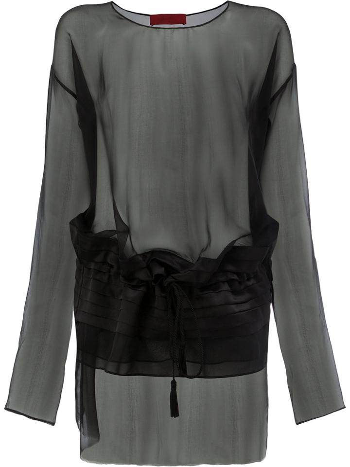 Di Liborio Sheer Pleated Panel Top - Black