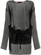 Di Liborio Sheer Pleated Panel Top - Black