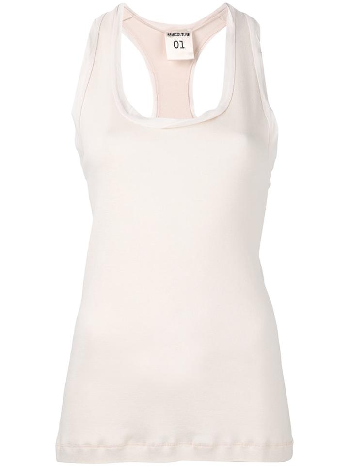 Racer Back Tank - Women - Cotton/viscose - 38, Nude/neutrals, Cotton/viscose, Semicouture