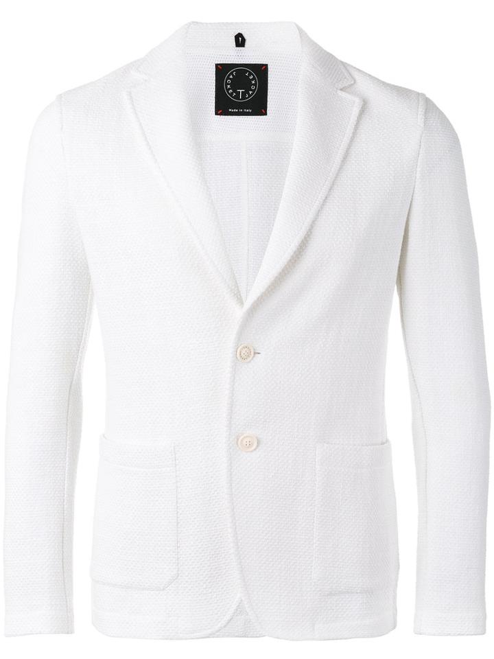 Tonello Basketweave Blazer, Men's, Size: Large, White, Cotton/polyamide/spandex/elastane